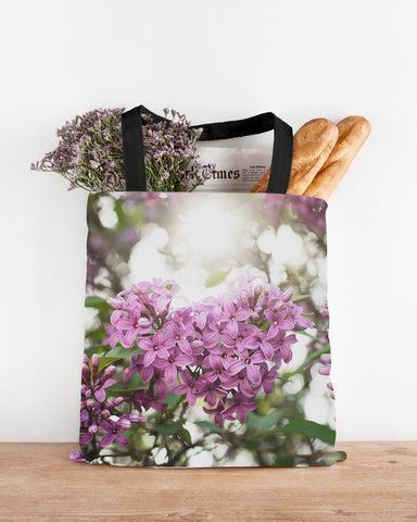 Lilac Floral Canvas Tote Bag - april bern art & photography