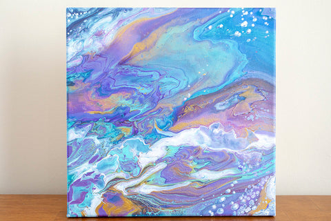 Colorful Galaxy Abstract Art - 12x12 Acrylic Painting - april bern art & photography