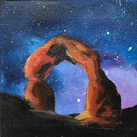 Arches National Park Original Acrylic Painting - 3x3 Tiny Art - april bern photography