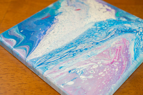 Arctic Ocean Abstract Art - 8x8 Acrylic Painting - april bern art & photography