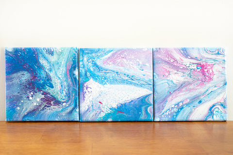 Arctic Ocean Abstract Art - 8x8 Acrylic Painting - april bern art & photography