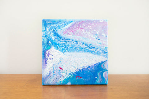 Arctic Ocean Abstract Art - 8x8 Acrylic Painting - april bern art & photography