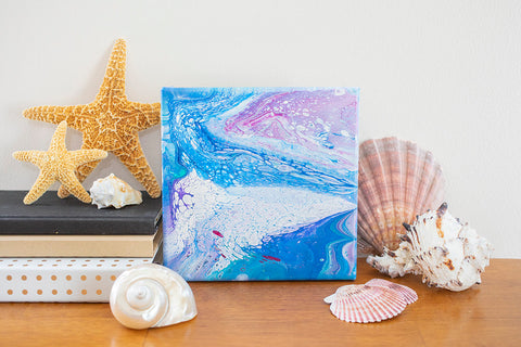 Arctic Ocean Abstract Art - 8x8 Acrylic Painting - april bern art & photography