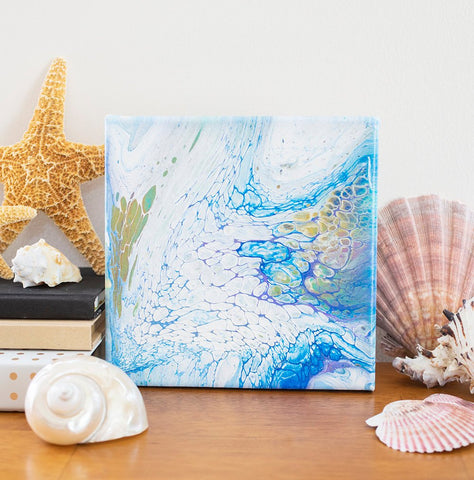 Atlantic Ocean Abstract Art - 8x8 Acrylic Painting - april bern art & photography