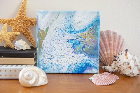 Atlantic Ocean Abstract Art - 8x8 Acrylic Painting - april bern art & photography