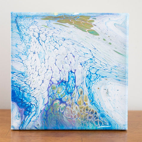 Atlantic Ocean Abstract Art - 8x8 Acrylic Painting - april bern art & photography