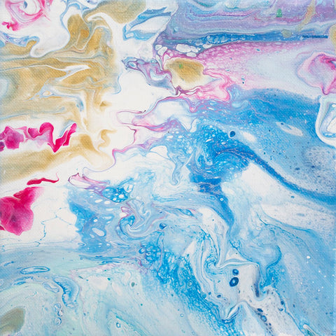Tropical Waters Abstract Art - 8x8 Acrylic Painting - april bern art & photography