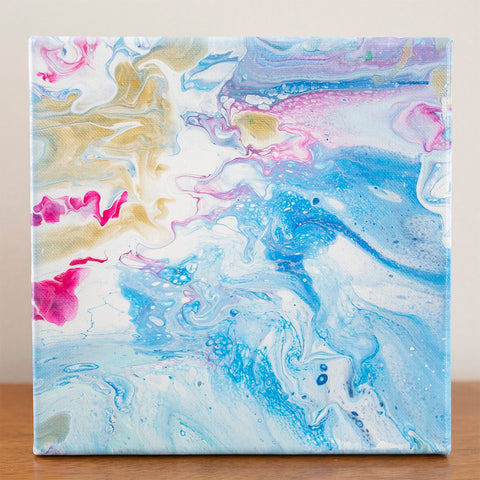 Tropical Waters Abstract Art - 8x8 Acrylic Painting - april bern art & photography