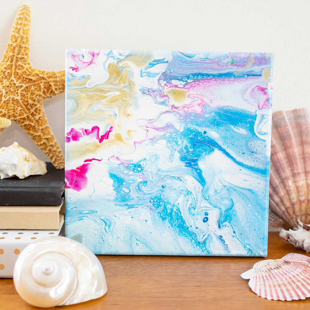 Tropical Waters Abstract Art - 8x8 Acrylic Painting - april bern art & photography