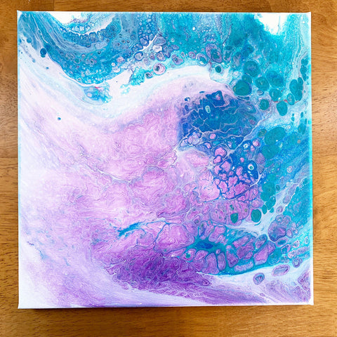 Crashing Waves Abstract Art - 12x12 Acrylic Painting - april bern photography