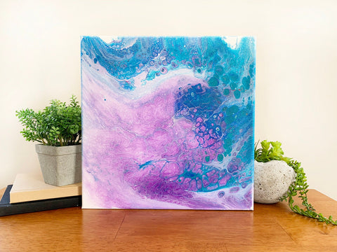 Crashing Waves Abstract Art - 12x12 Acrylic Painting - april bern photography