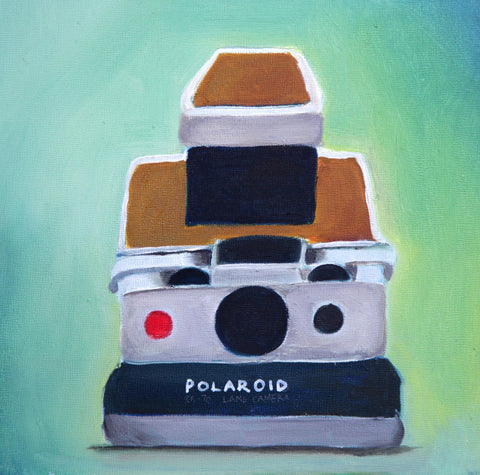 Vintage Polaroid SX70 Camera Original Oil Painting 8x8