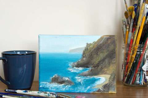 Monterey Coast Original Oil painting on Canvas 5"x7" - april bern art & photography