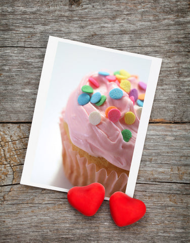 Pink Cupcake Photo Notecard, Blank Birthday Card - april bern art & photography