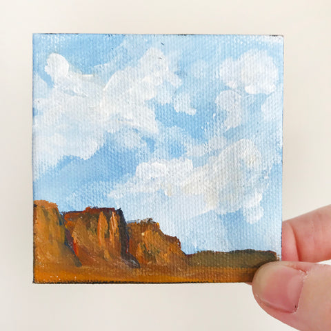Southwest Landscape Original Acrylic Painting - 3x3 Tiny Art