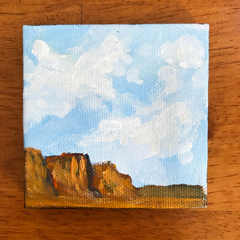 Southwest Landscape Original Acrylic Painting - 3x3 Tiny Art - april bern photography