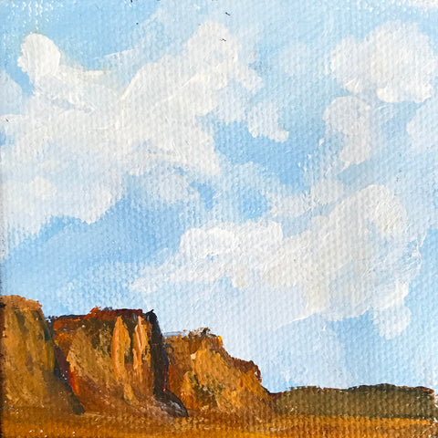 Southwest Landscape Original Acrylic Painting - 3x3 Tiny Art - april bern photography