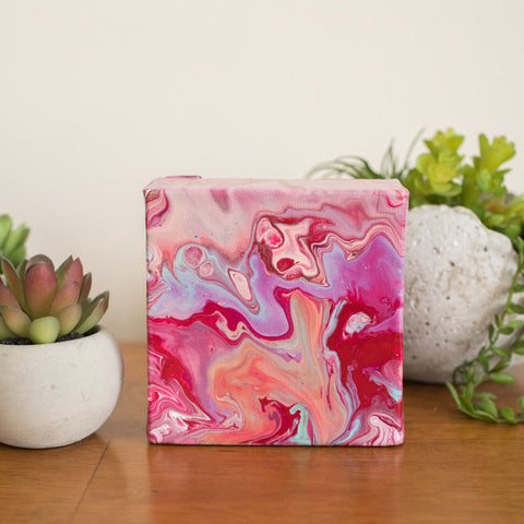 Wild Small Abstract Painting - 4x4 Pink Abstract Art - april bern art & photography