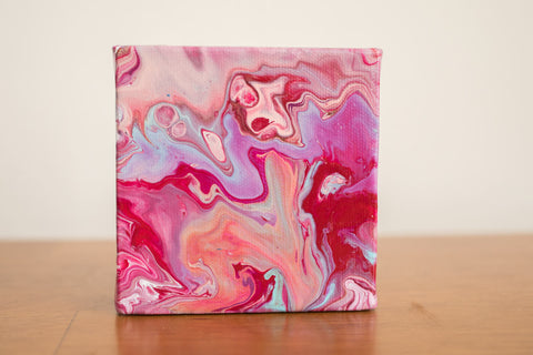 Wild Small Abstract Painting - 4x4 Pink Abstract Art - april bern art & photography