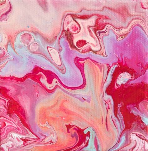 Wild Small Abstract Painting - 4x4 Pink Abstract Art - april bern art & photography