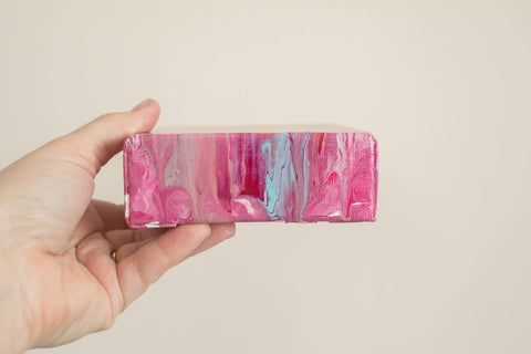 Wild Small Abstract Painting - 4x4 Pink Abstract Art - april bern art & photography