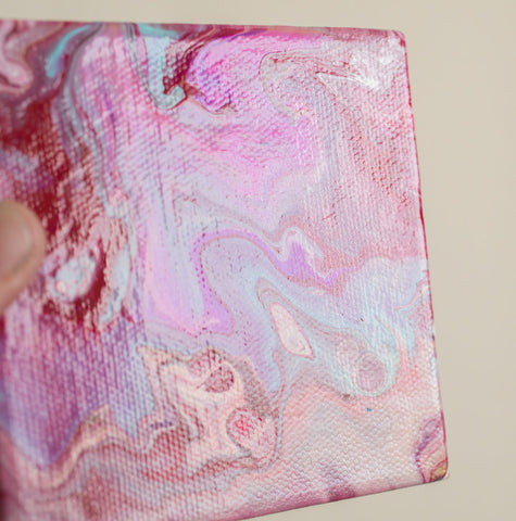 Wild Small Abstract Painting - 4x4 Pink Abstract Art - april bern art & photography
