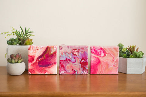 Wild Small Abstract Painting - 4x4 Pink Abstract Art - april bern art & photography
