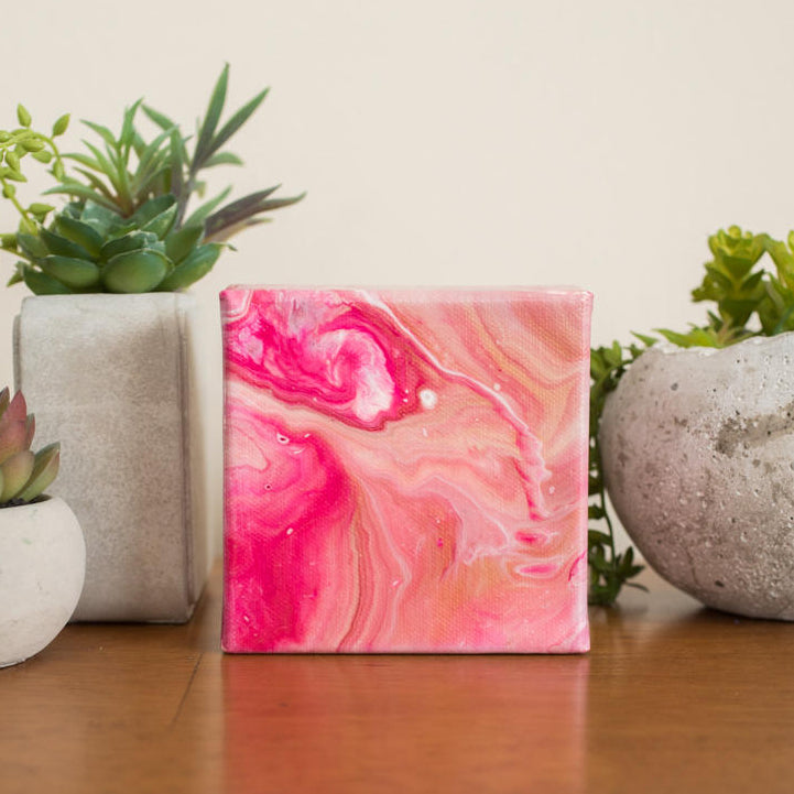 Mini Pink Abstract Painting - 4x4 Pink Abstract Art - april bern art & photography