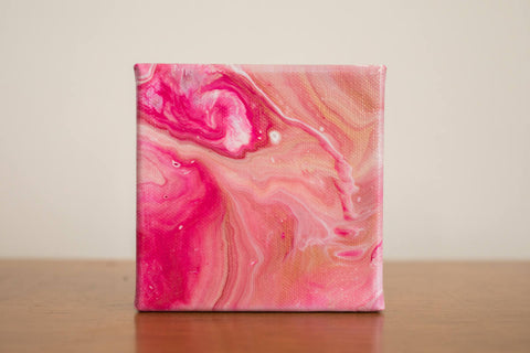 Mini Pink Abstract Painting - 4x4 Pink Abstract Art - april bern art & photography