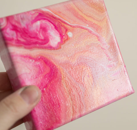 Mini Pink Abstract Painting - 4x4 Pink Abstract Art - april bern art & photography