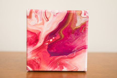 Small Pink Abstract Painting - 4x4 Pink Abstract Art - april bern art & photography