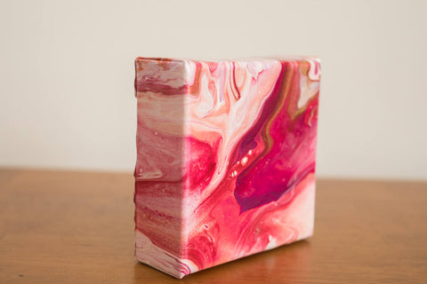 Small Pink Abstract Painting - 4x4 Pink Abstract Art - april bern art & photography