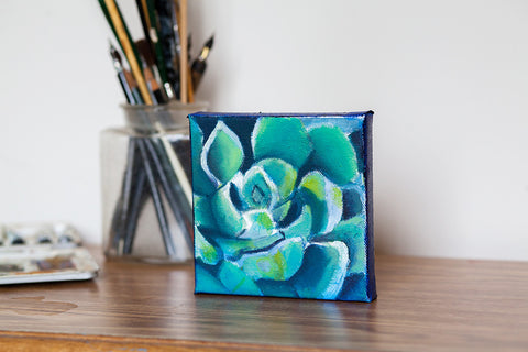 Mini Succulent Oil Painting, Small Succulent Art - april bern art & photography