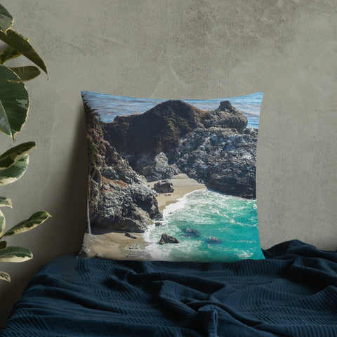 Big Sur Waterfall Decorative Throw Pillow - april bern photography
