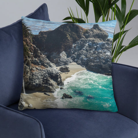 Big Sur Waterfall Decorative Throw Pillow - april bern photography