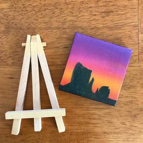Monument Valley Arizona Landscape Original Oil Painting - 3x3 Tiny Art - april bern photography