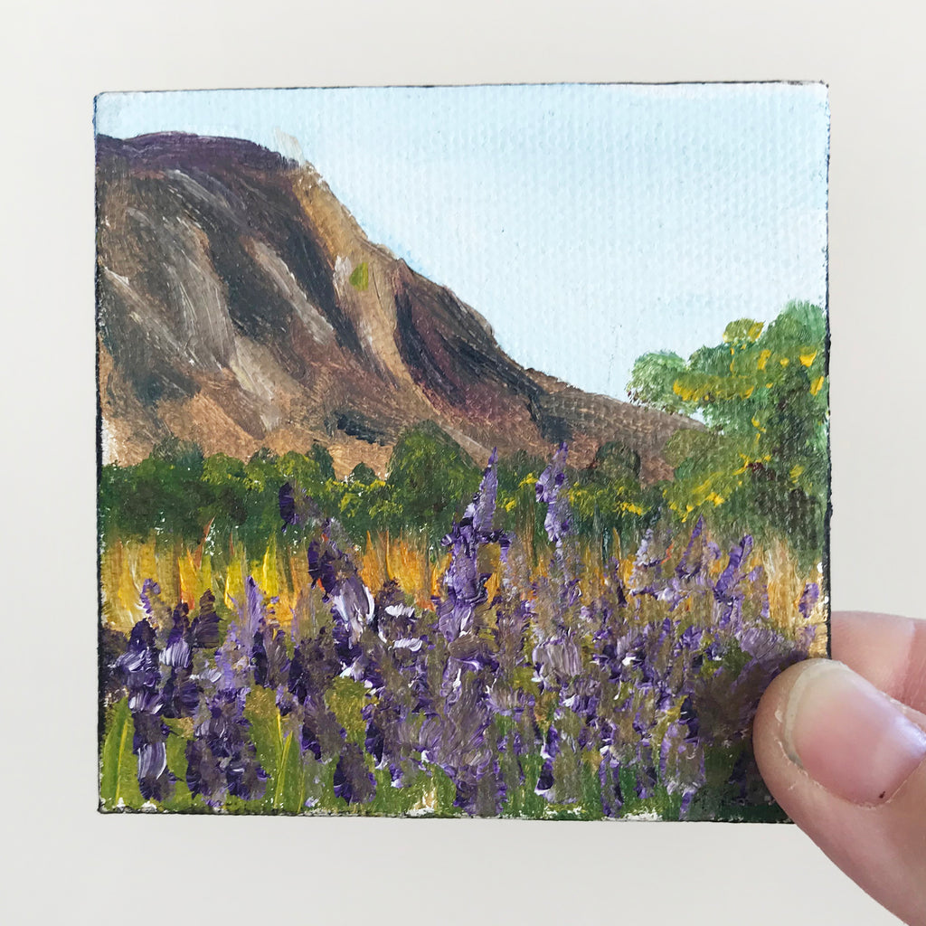 New Mexico Landscape Original Oil Painting - 3x3 Tiny Art - april bern photography