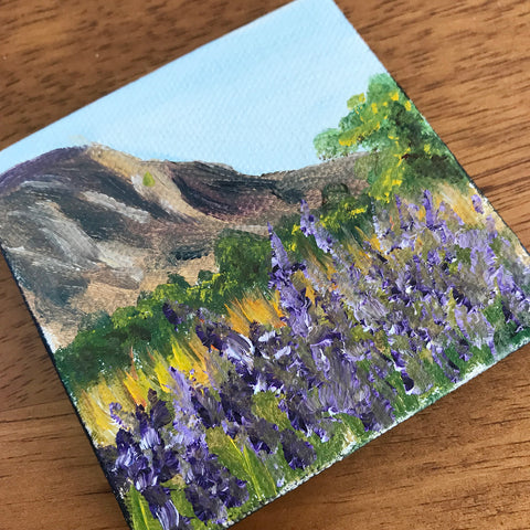 New Mexico Landscape Original Oil Painting - 3x3 Tiny Art - april bern photography