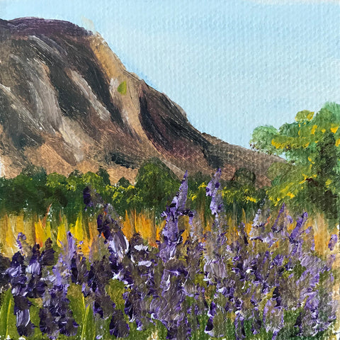 New Mexico Landscape Original Oil Painting - 3x3 Tiny Art - april bern photography