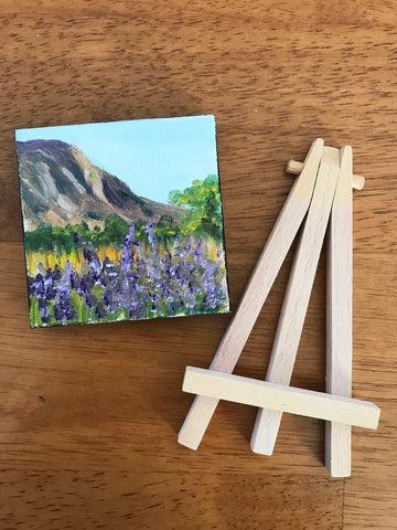 New Mexico Landscape Original Oil Painting - 3x3 Tiny Art - april bern photography