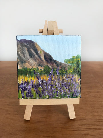 New Mexico Landscape Original Oil Painting - 3x3 Tiny Art - april bern photography