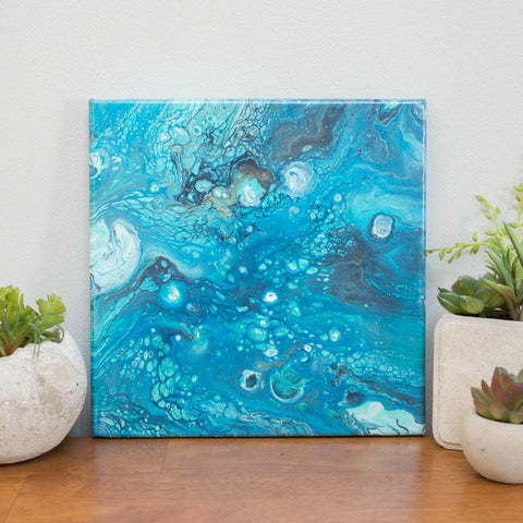 Blue Abstract Art - 10x10 Acrylic Painting - april bern art & photography