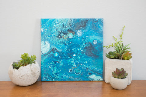 Blue Abstract Art - 10x10 Acrylic Painting - april bern art & photography