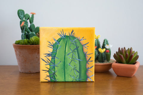 Cactus Art - 6x6 Oil Painting - april bern art & photography