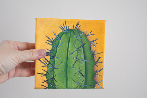 Cactus Art - 6x6 Oil Painting - april bern art & photography