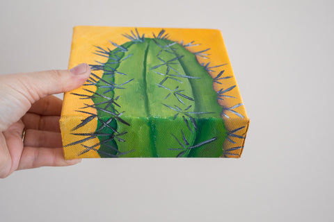 Cactus Art - 6x6 Oil Painting - april bern art & photography