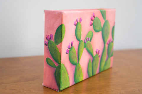 Prickly Pear Cactus Art - 7x5 Oil Painting - april bern art & photography