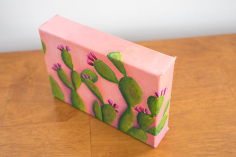 Prickly Pear Cactus Art - 7x5 Oil Painting - april bern art & photography