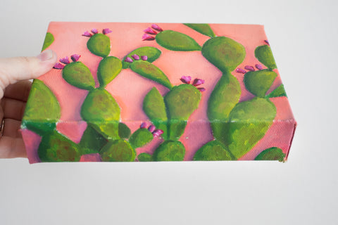 Prickly Pear Cactus Art - 7x5 Oil Painting - april bern art & photography
