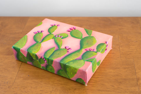 Prickly Pear Cactus Art - 7x5 Oil Painting - april bern art & photography